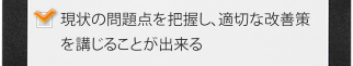 現状の問題点を把握し、適切な改善策を講じることが出来る